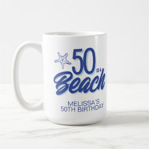 Whimsical Hand Drawn Doodle 50. Strand Geburtstag Kaffeetasse