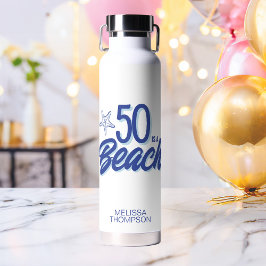 Whimsical Hand Drawn Doodle 50. Strand Geburtstag Trinkflasche