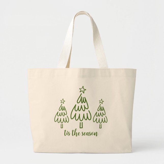 Whimsical Hand Drawn Doodle Green Jumbo Stoffbeutel (Vorne)