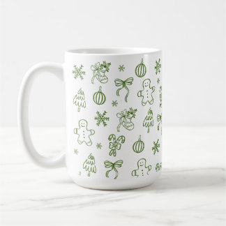 Whimsical Hand Drawn Doodle Green Kaffeetasse