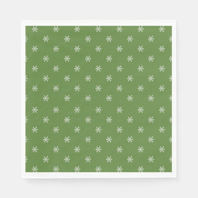 Whimsical Hand Drawn Doodle Snowflake Green Serviette (Vorderseite)