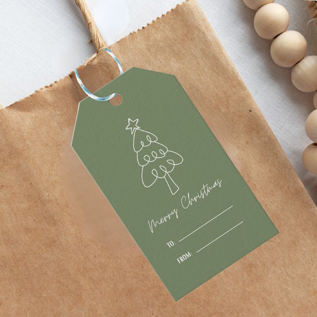 Whimsical Hand Drawn Doodle Weihnachtsbaum Geschenkanhänger (Von Creator hochgeladen)