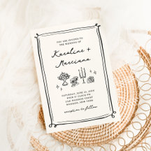 Whimsical Hand Drawn Doodles Einladung Hochzeit