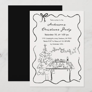 Whimsical Hand Drawn Doodles Weihnachtsfest Party Einladung