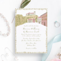 Whimsical Hand Drawn Europe Hill Burg Hochzeit
