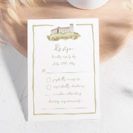 Whimsical Hand Drawn Europe Ljubljana Burg RSVP Karte