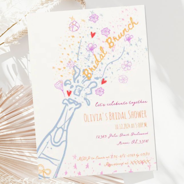 Whimsical Hand Drawn Floral Scribble Bridal Brunch Einladung (Von Creator hochgeladen)