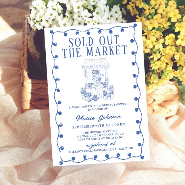 Whimsical Hand Drawn Flower Market Bridal Shower Einladung (Von Creator hochgeladen)