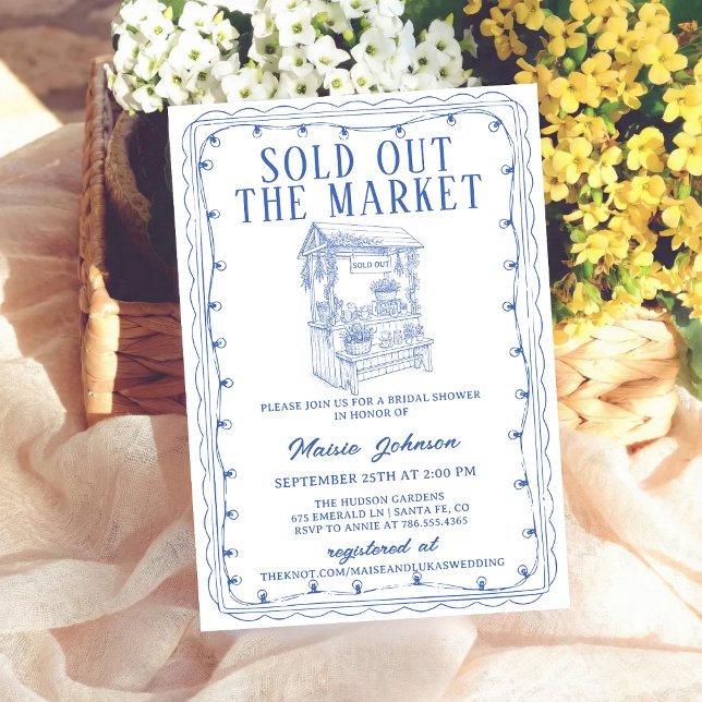 Whimsical Hand Drawn Flower Market Bridal Shower Einladung (Von Creator hochgeladen)