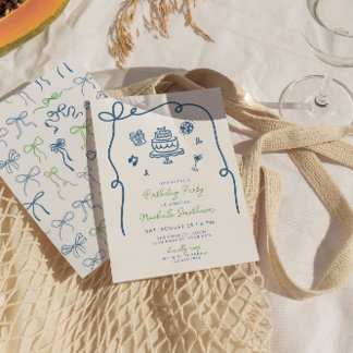 Whimsical Hand Drawn Geburtstagspartei Einladung