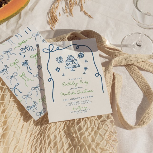 Whimsical Hand Drawn Geburtstagspartei Einladung (Whimsical Birthday Party Invite)