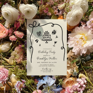 Whimsical Hand Drawn Geburtstagspartei Einladung