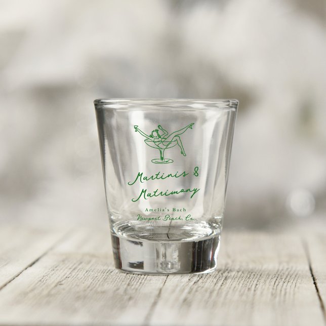 Whimsical Hand Drawn Green Martinis & Matrimone Schnapsglas (Von Creator hochgeladen)
