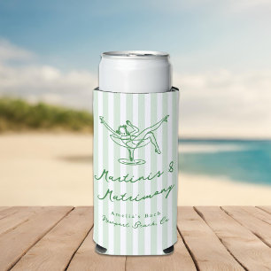 Whimsical Hand Drawn Green Martinis & Matrimone Selters Dosenkühler