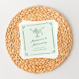 Whimsical Hand Drawn Green Martinis & Matrimone Serviette