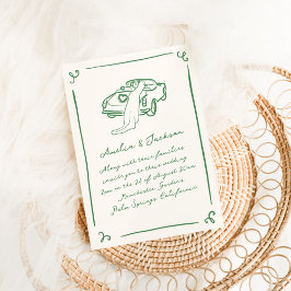Whimsical Hand Drawn Green Wedding Einladung