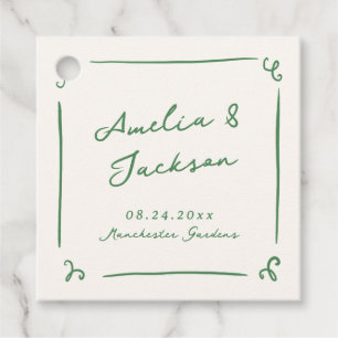 Whimsical Hand Drawn Green Wedding Geschenkanhänger