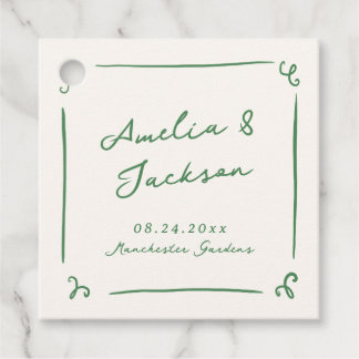 Whimsical Hand Drawn Green Wedding Geschenkanhänger