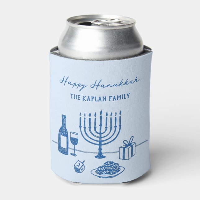 Whimsical Hand Drawn Hanukkah Party Trendy Custom Dosenkühler (Kanne Vorderseite)
