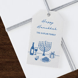 Whimsical Hand Drawn Hanukkah Party Trendy Custom Geschenkanhänger
