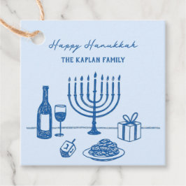 Whimsical Hand Drawn Hanukkah Party Trendy Custom Geschenkanhänger