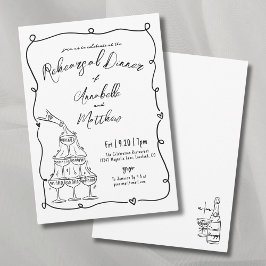 Whimsical Hand Drawn Hochzeit Probe Dinner Einladung