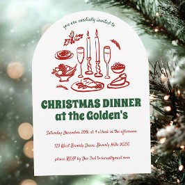 Whimsical Hand Drawn Holiday Dinner Party ARCH Einladung