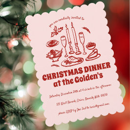Whimsical Hand Drawn Holiday Dinner Party Einladung