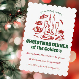 Whimsical Hand Drawn Holiday Dinner Party Einladung