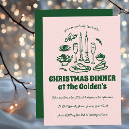 Whimsical Hand Drawn Holiday Dinner Party Einladung