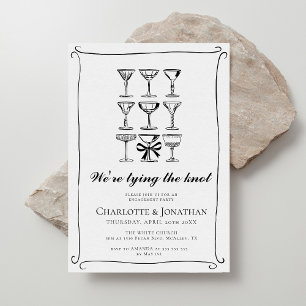 Whimsical Hand Drawn Martini Engagement Party Einladung