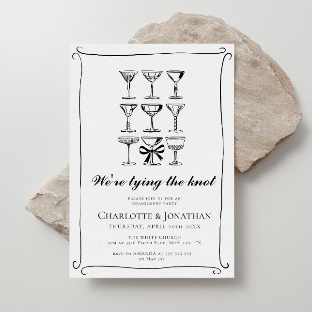 Whimsical Hand Drawn Martini Engagement Party Einladung (Von Creator hochgeladen)