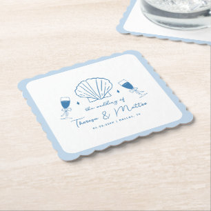 Whimsical Hand Drawn Nautical Coastal Hochzeit Untersetzer