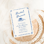 Whimsical Hand Drawn Navy Blue Bridal Brunch Einladung<br><div class="desc">Dieses bezaubernde Design zeichnet sich durch handgezeichnete Elemente und einen skurrilen,  fetten Text aus.</div>