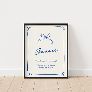 Whimsical Hand Drawn Navy Blue Favoriten Poster