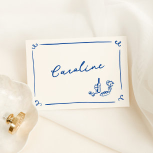 Whimsical Hand Drawn Navy Blue Platzkarte Tischnummer