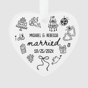 Whimsical Hand Drawn Newlyly Erste Weihnachten Ornament