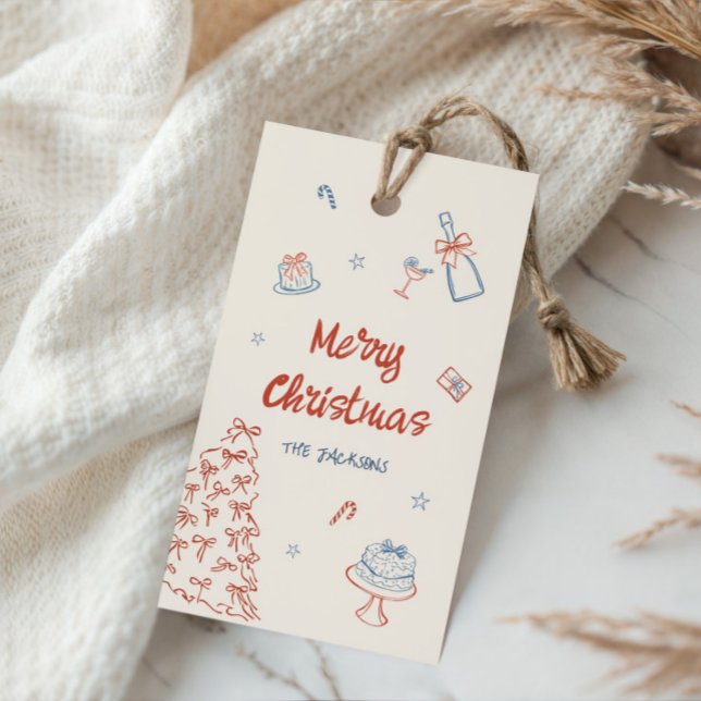 Whimsical Hand Drawn Oh, was Spaß Weihnachten Part Geschenkanhänger (Von Creator hochgeladen)