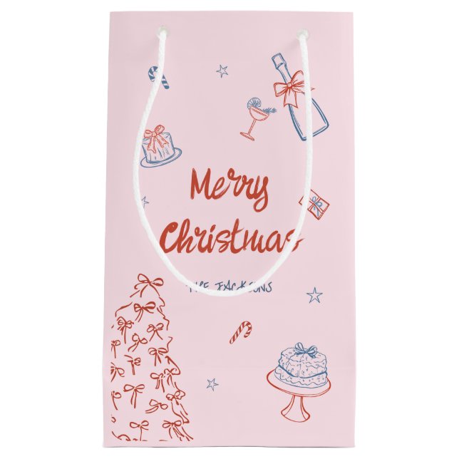 Whimsical Hand Drawn Oh, was Spaß Weihnachten Part Kleine Geschenktüte (Vorderseite)