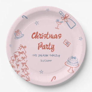 Whimsical Hand Drawn Oh, was Spaß Weihnachten Part Pappteller