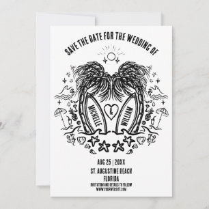 Whimsical Hand Drawn Palm Beach Doodle Hochzeit Save The Date