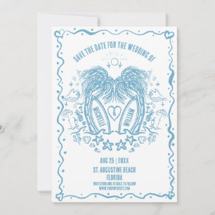 Whimsical Hand Drawn Palm Beach Doodle Hochzeit Save The Date