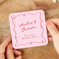 Whimsical Hand Drawn Pink & Red Wedding