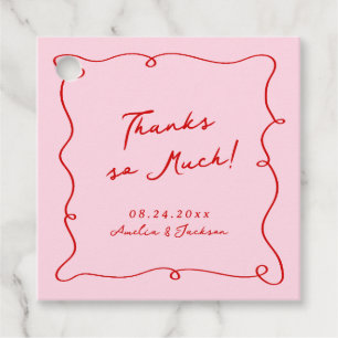 Whimsical Hand Drawn Pink & Red Wedding Vielen Dan Geschenkanhänger