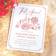 Whimsical Hand Drawn Pizza & Wine Brautparty
