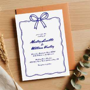 Whimsical Hand Drawn Quirky Blue Wedding Einladung