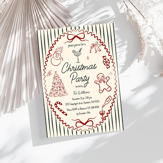 Whimsical Hand Drawn Quirky Christmas Party Invita Einladung (Von Creator hochgeladen)