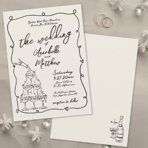 Whimsical Hand Drawn Quirky Vintage Hochzeit Einladung