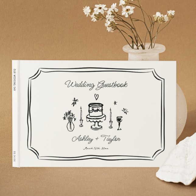 Whimsical Hand Drawn Quirky Wedding Gästebuch (Von Creator hochgeladen)