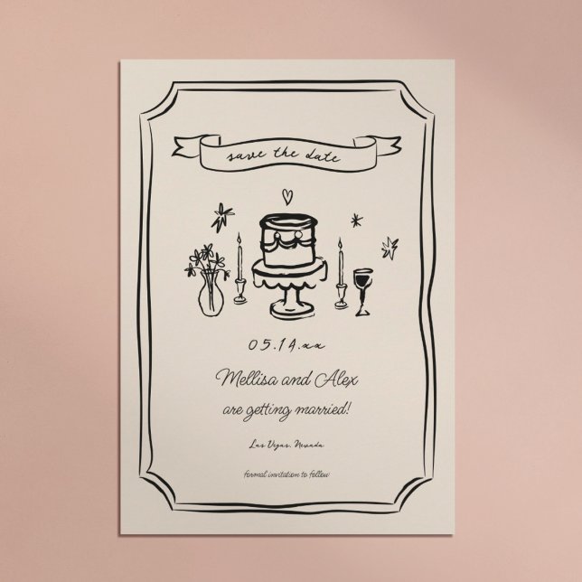 Whimsical Hand Drawn Quirky Wedding Save The Date (Von Creator hochgeladen)